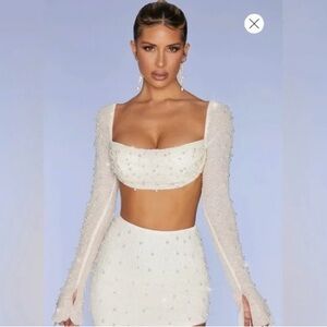 Oh Polly Cream Beaded Bra Top